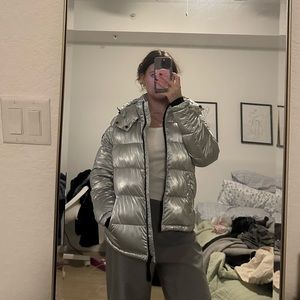 calvin klein silver puffer jacket